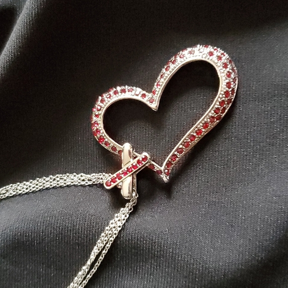 Triple Chain Heart Pendant Necklace - Picture 1 of 6